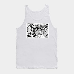 Abstract black and white Coloring page inspired by zentangle Tank Top